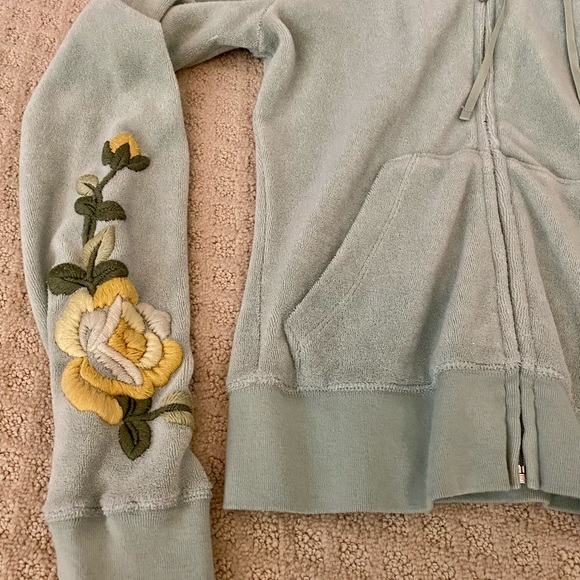 Juicy Couture Sweatsuit track suit seafoam green pastel floral RARE xs / p - Picture 9 of 12